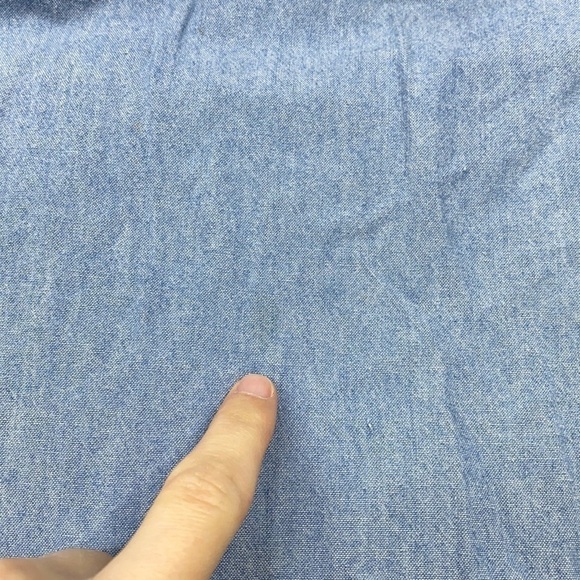 Vintage Eddie Bauer Cottagecore Denim Floral Button Front Short Sleeve Dress - Picture 9 of 10